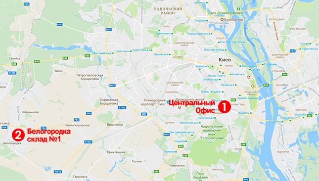 Адрес производства и складов в Киеве
